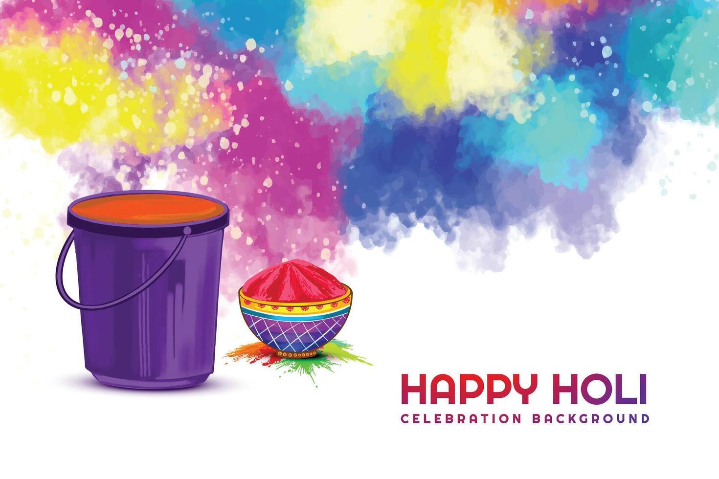 feliz holi festival de india celebración saludos tarjeta fondo vector