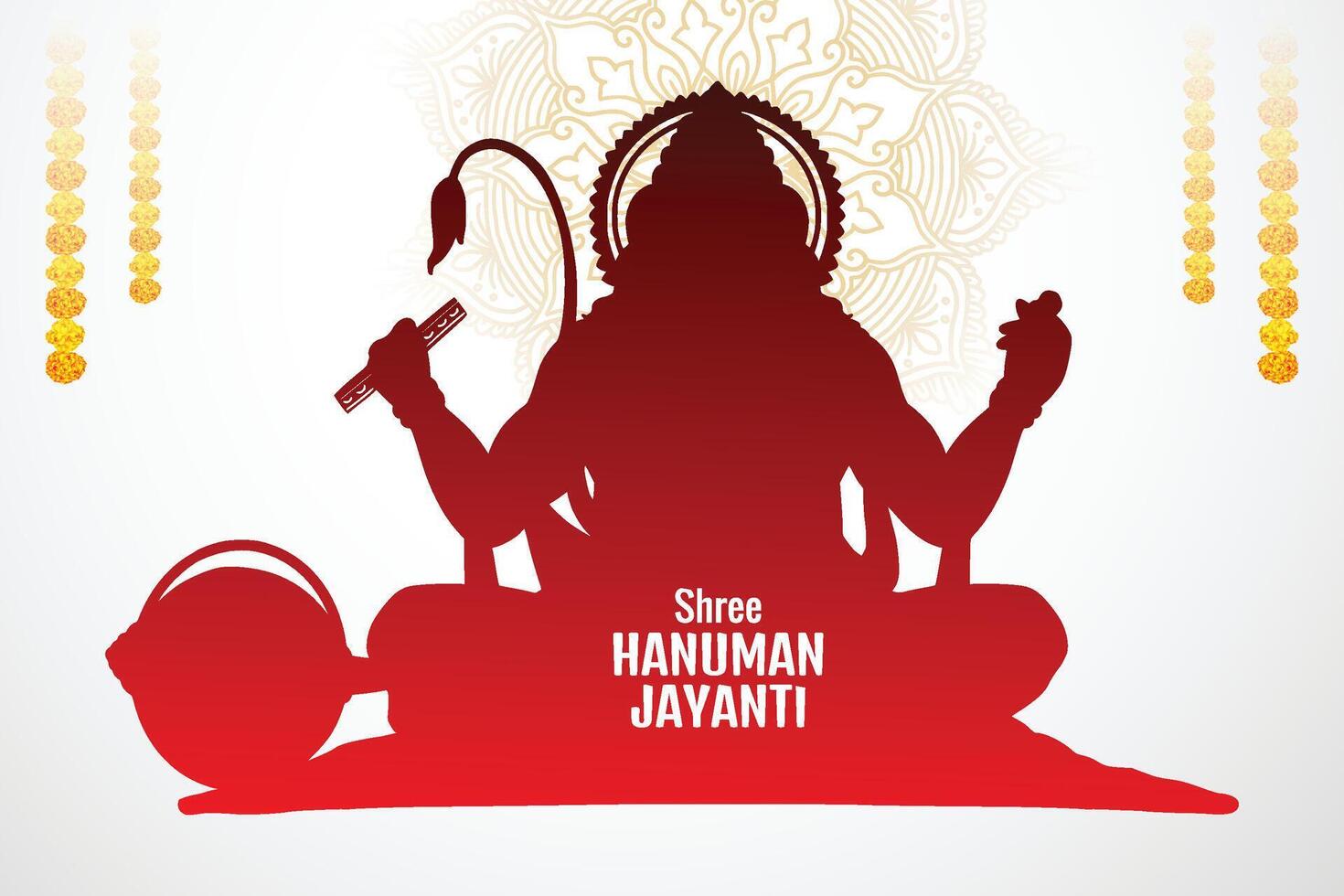 Happy hanuman jayanti celebrates the birth of lord sri hanuman card background vector