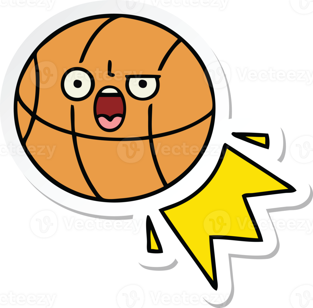 sticker of a cute cartoon basketball png