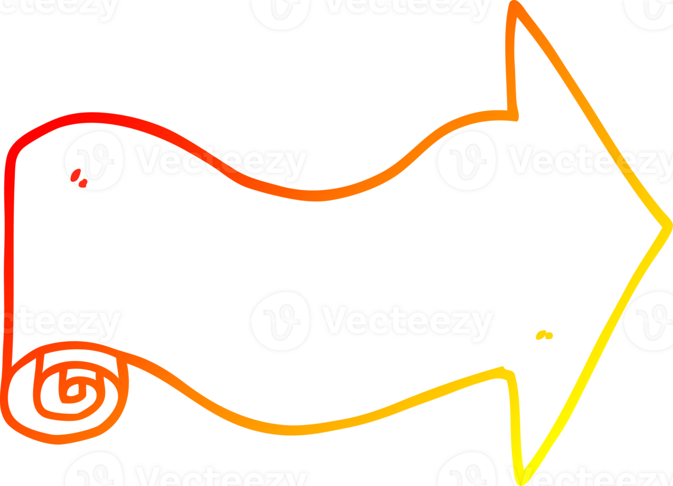 warm gradient line drawing of a cartoon pointing arrow png
