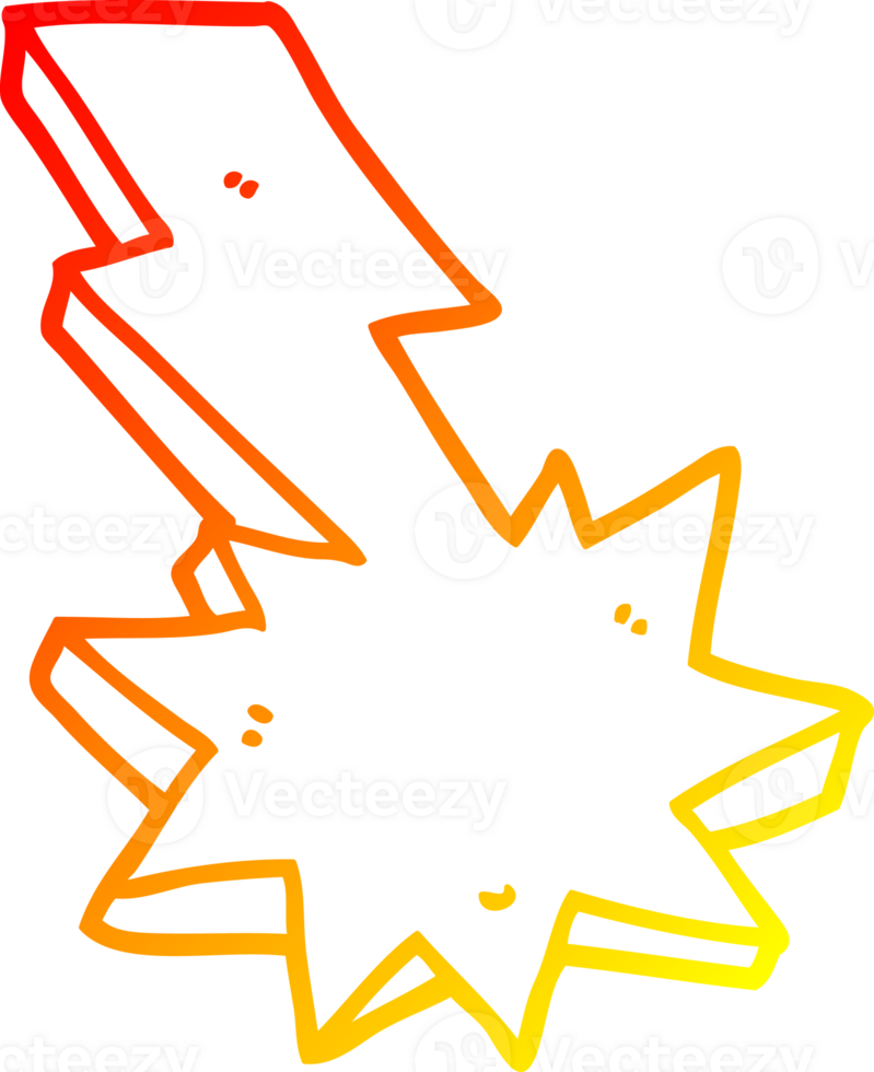 warm gradient line drawing of a cartoon lightning strike png