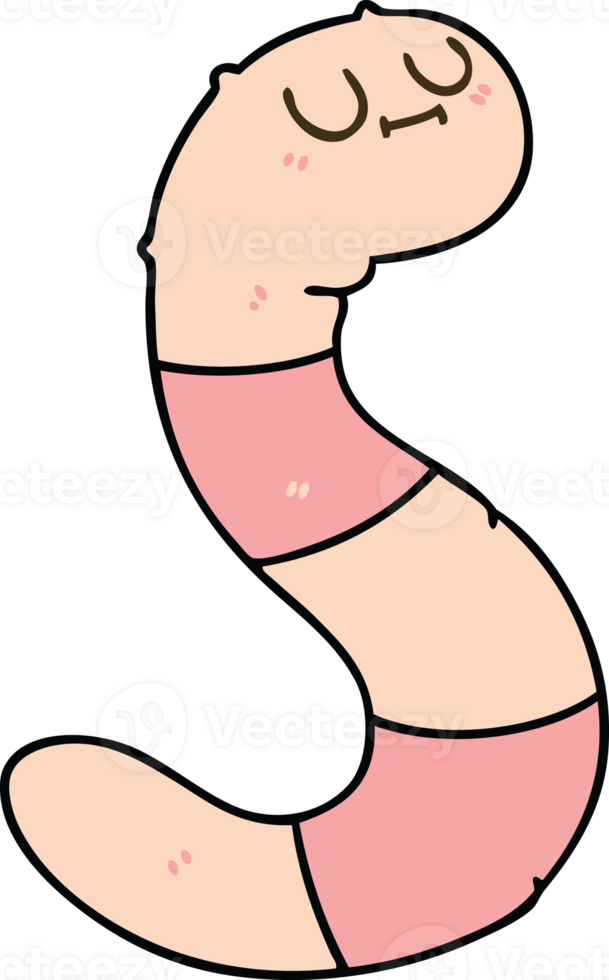 hand drawn quirky cartoon worm png