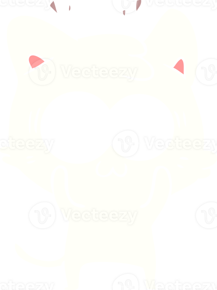 flat color style cartoon surprised cat png