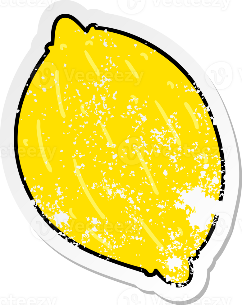 distressed sticker cartoon illustration of a lemon png