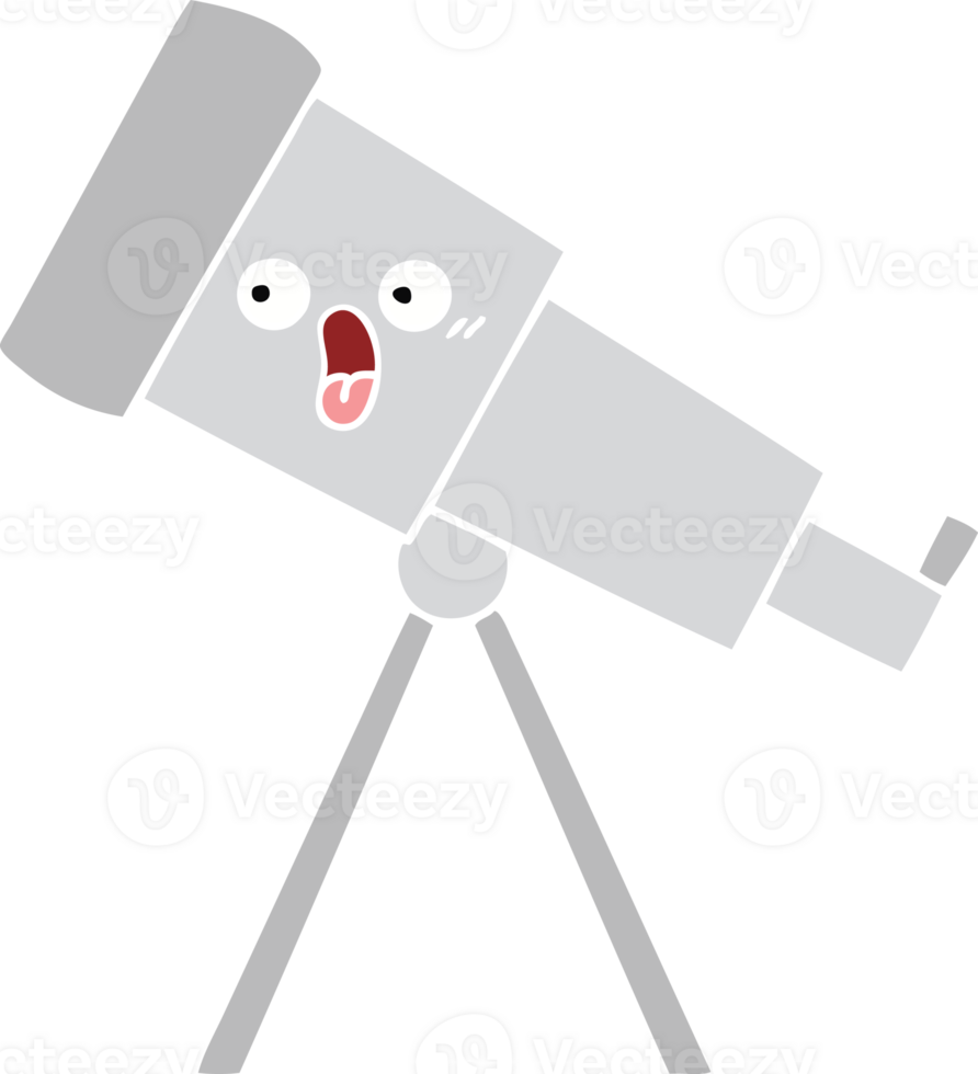 flat color retro cartoon of a telescope png