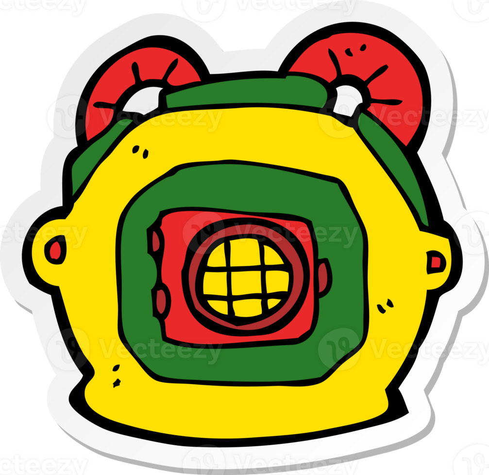 sticker of a cartoon old deep sea diver helmet png