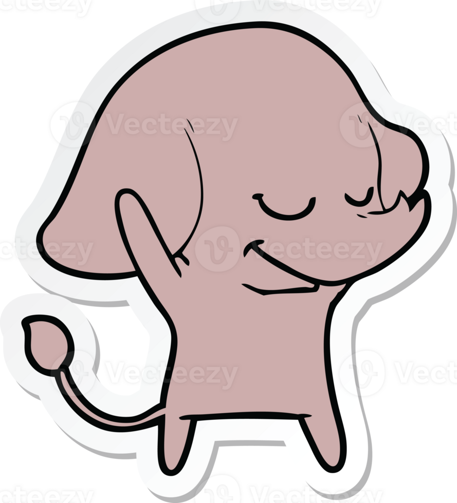 sticker of a cartoon smiling elephant png