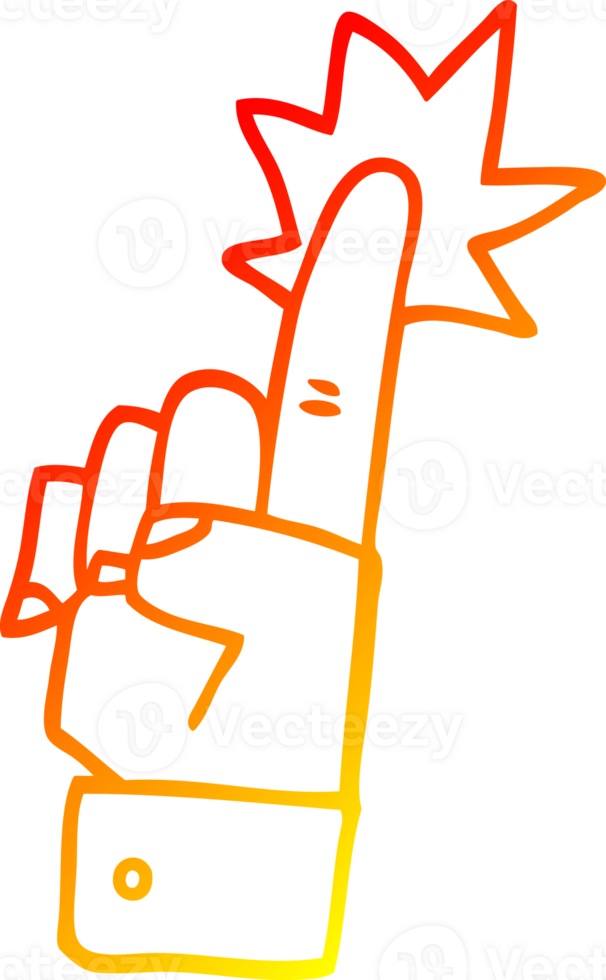 warm gradient line drawing of a cartoon pointing hand png