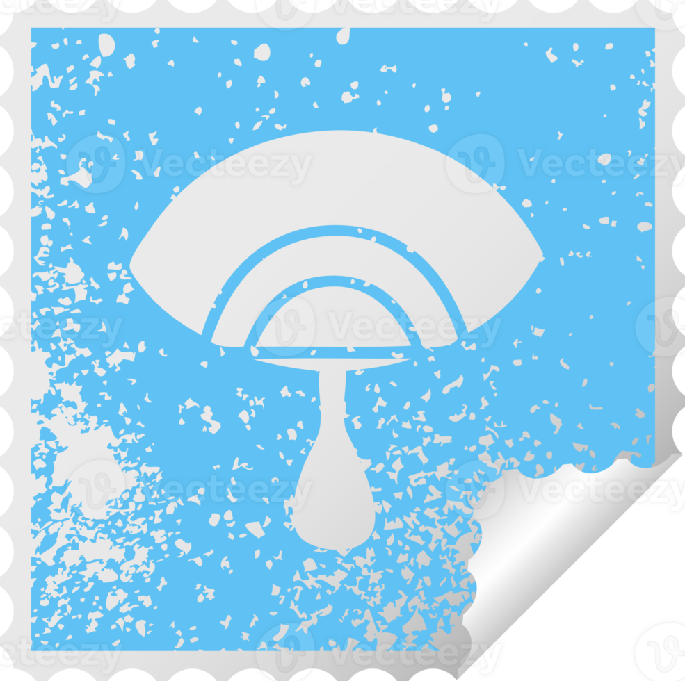 distressed square peeling sticker symbol of a crying eye png