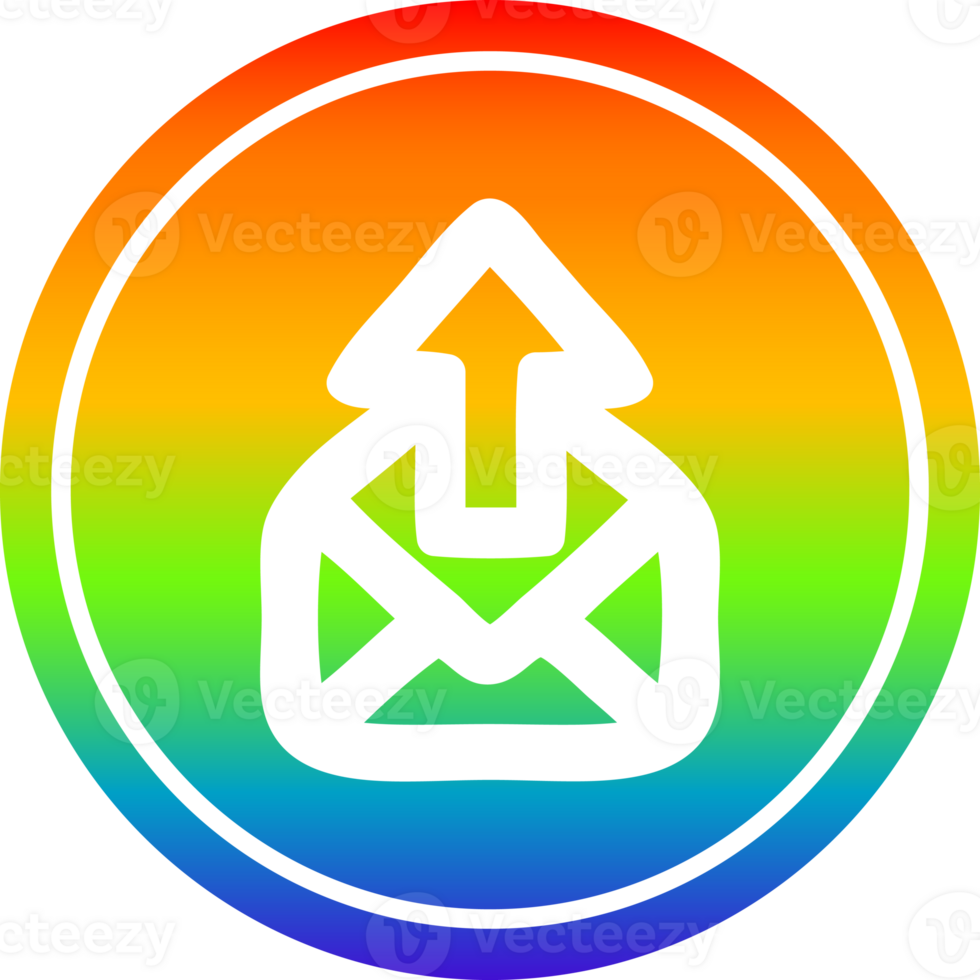 mandar o email circular ícone com arco Iris gradiente terminar png