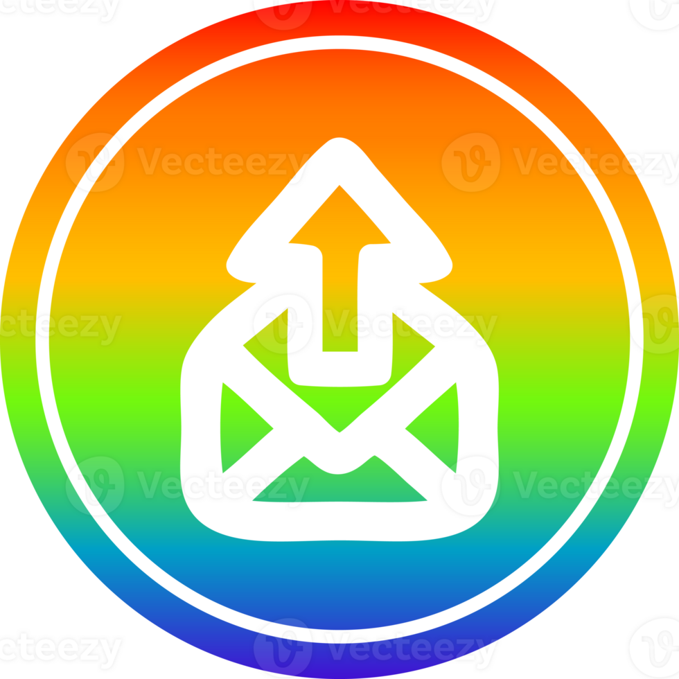 skicka e-post cirkulär ikon med regnbåge lutning Avsluta png