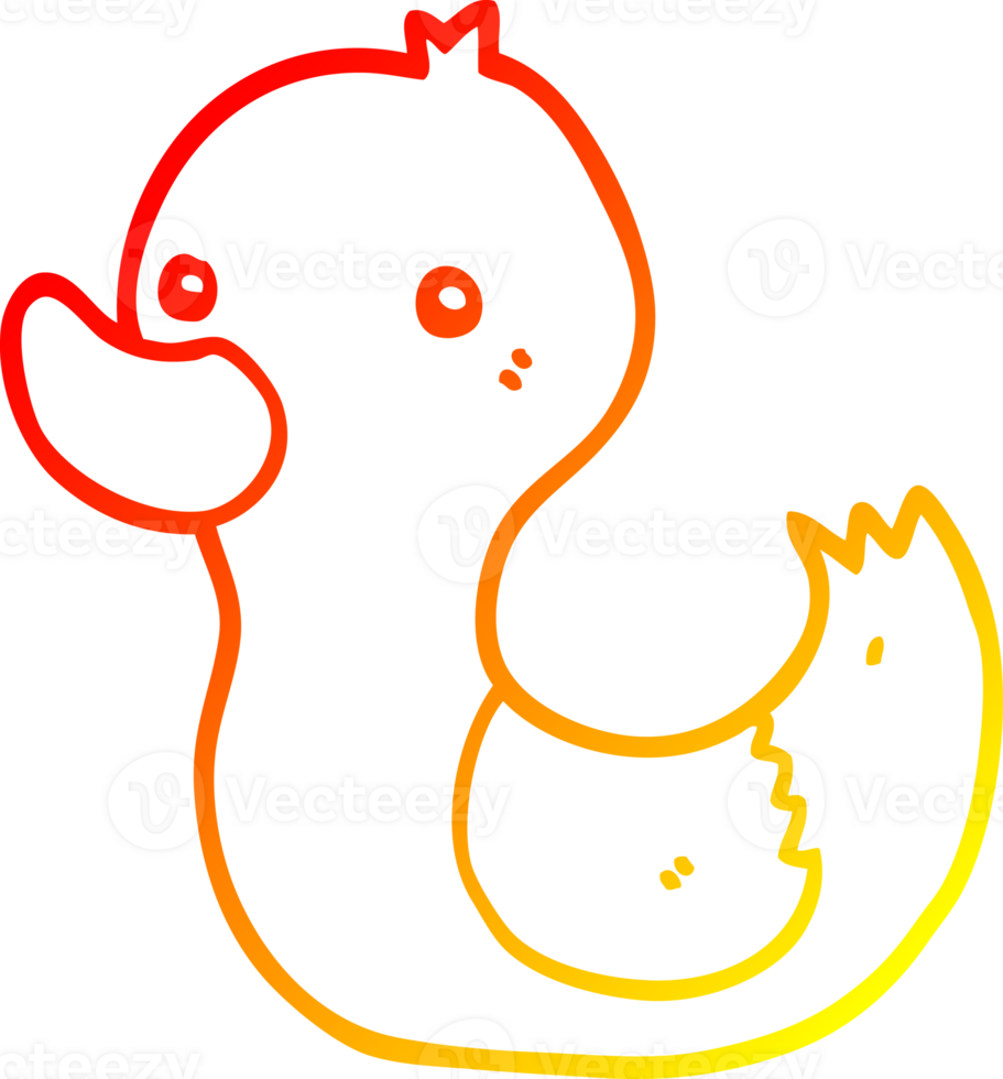 warm gradient line drawing of a cartoon duck png