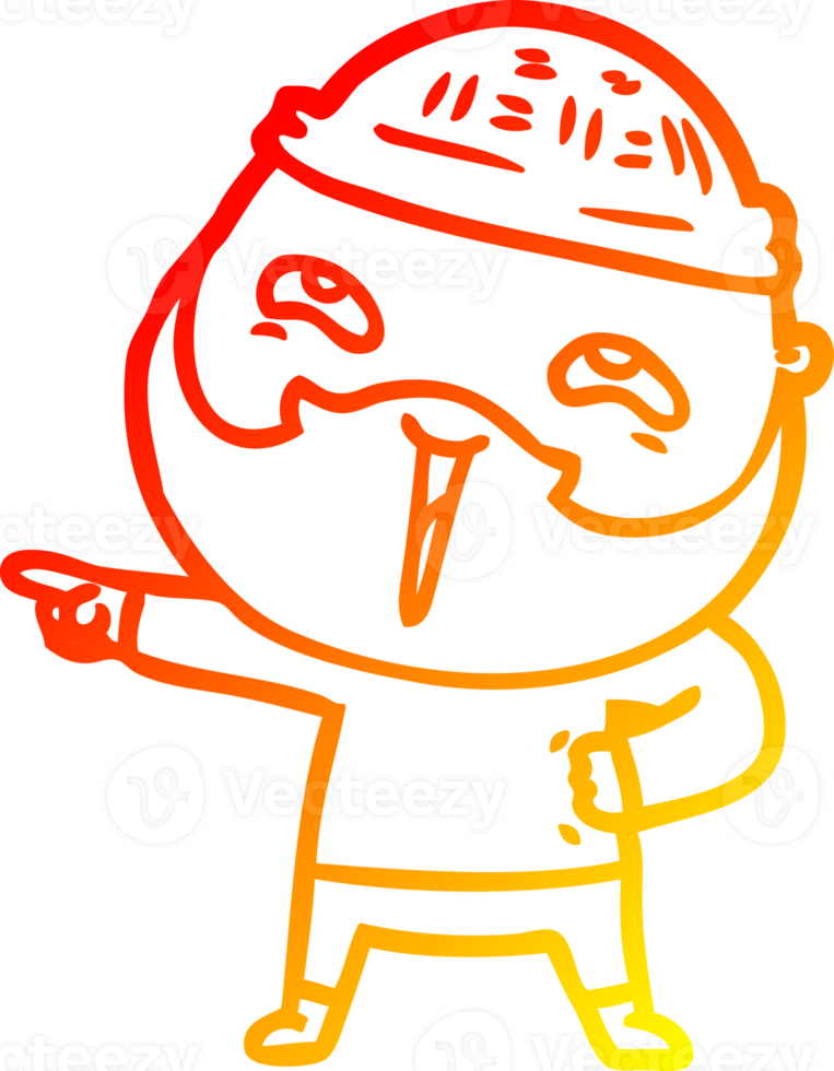 warm gradient line drawing of a cartoon happy bearded man png