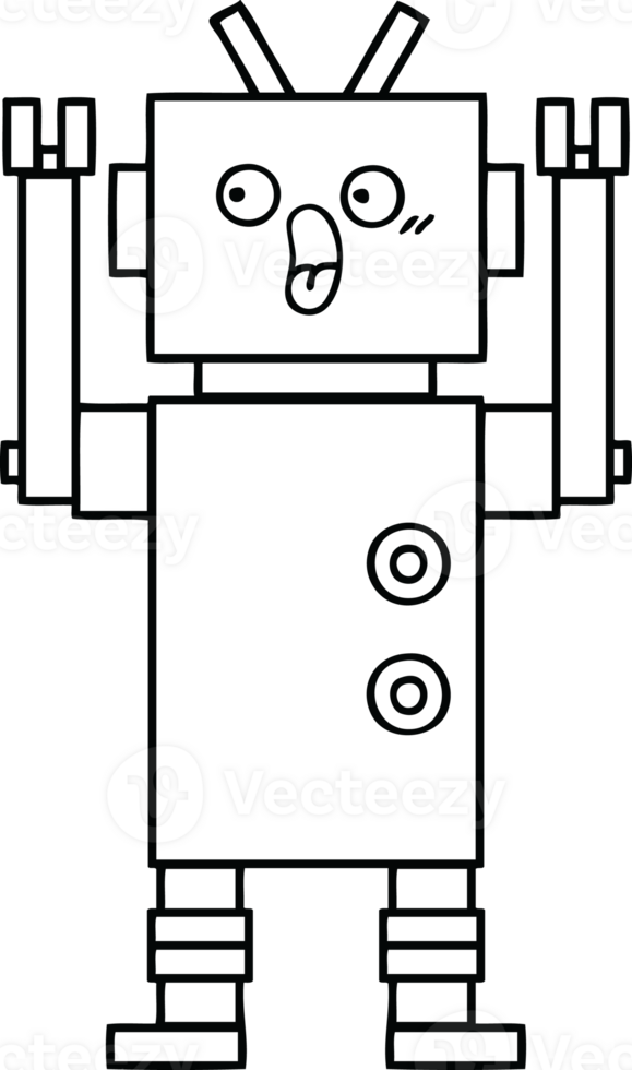 line drawing cartoon of a robot png