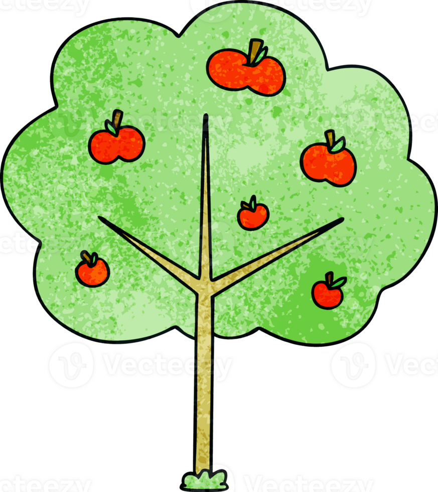 hand drawn quirky cartoon apple tree png