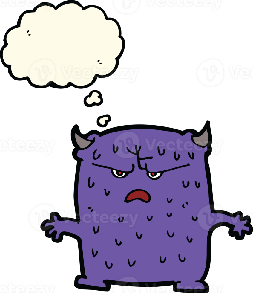 cartoon little alien with thought bubble png