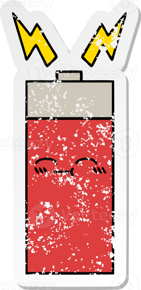 distressed sticker of a cute cartoon battery png