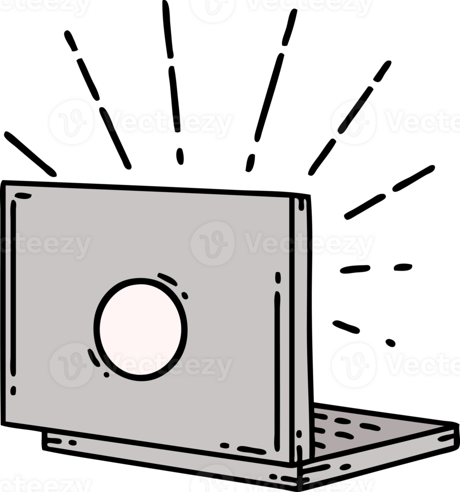 illustration of a traditional tattoo style laptop computer png