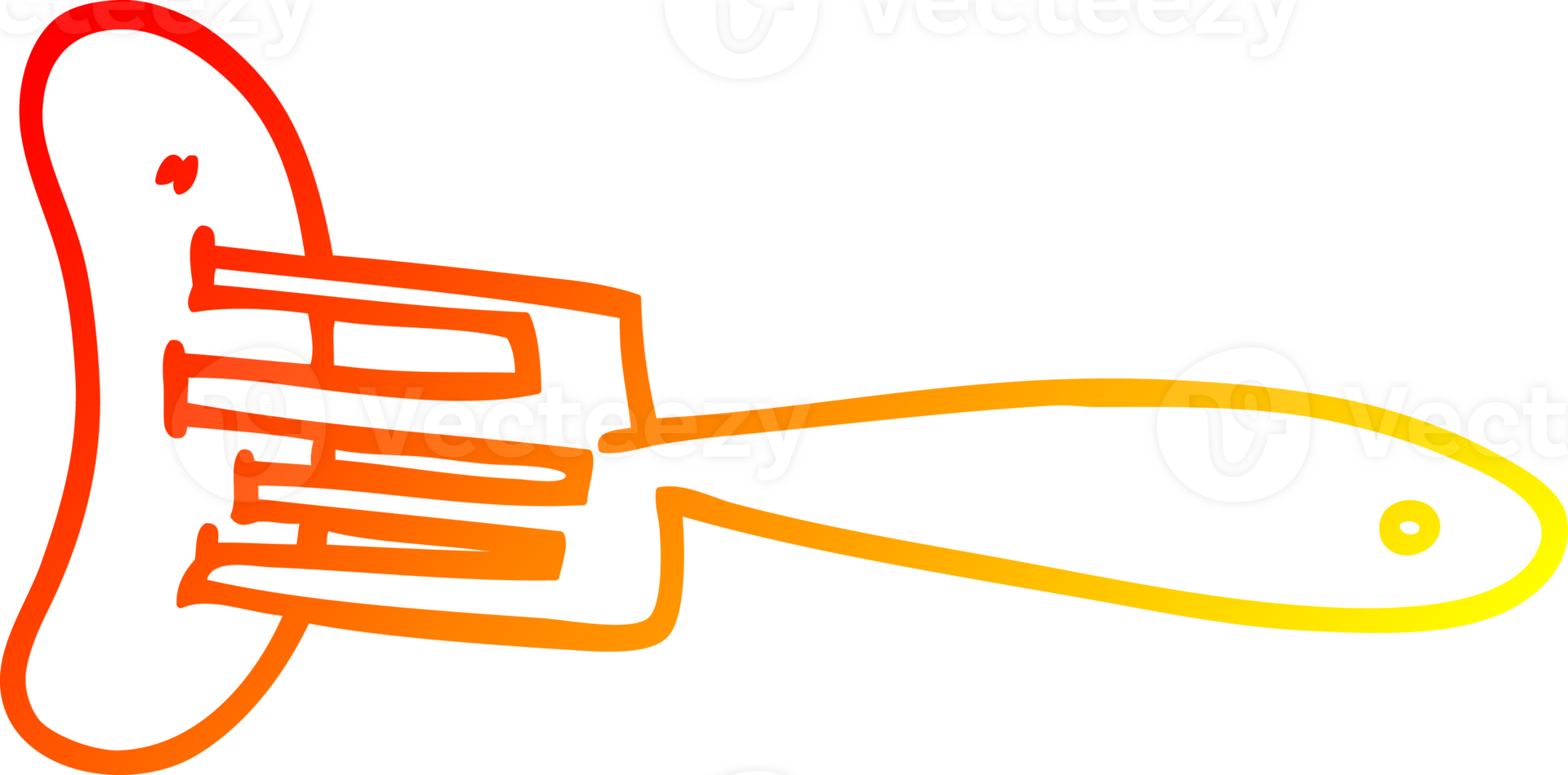 warm gradient line drawing of a cartoon banger on fork png