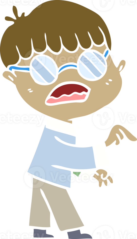 flat color style cartoon boy wearing spectacles png