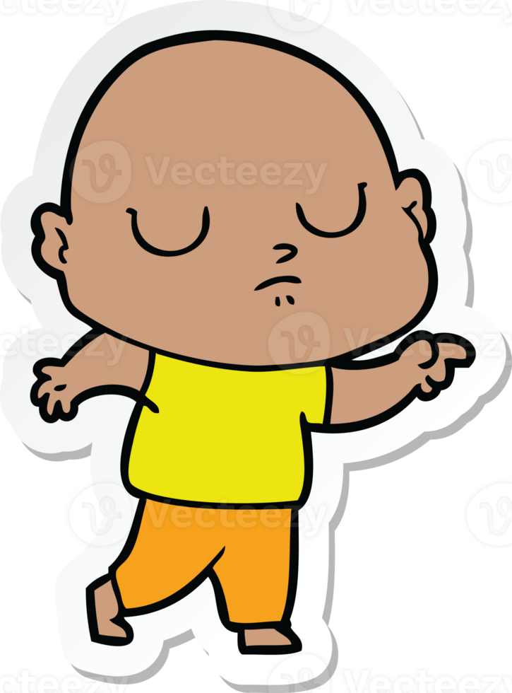 sticker of a cartoon bald man png
