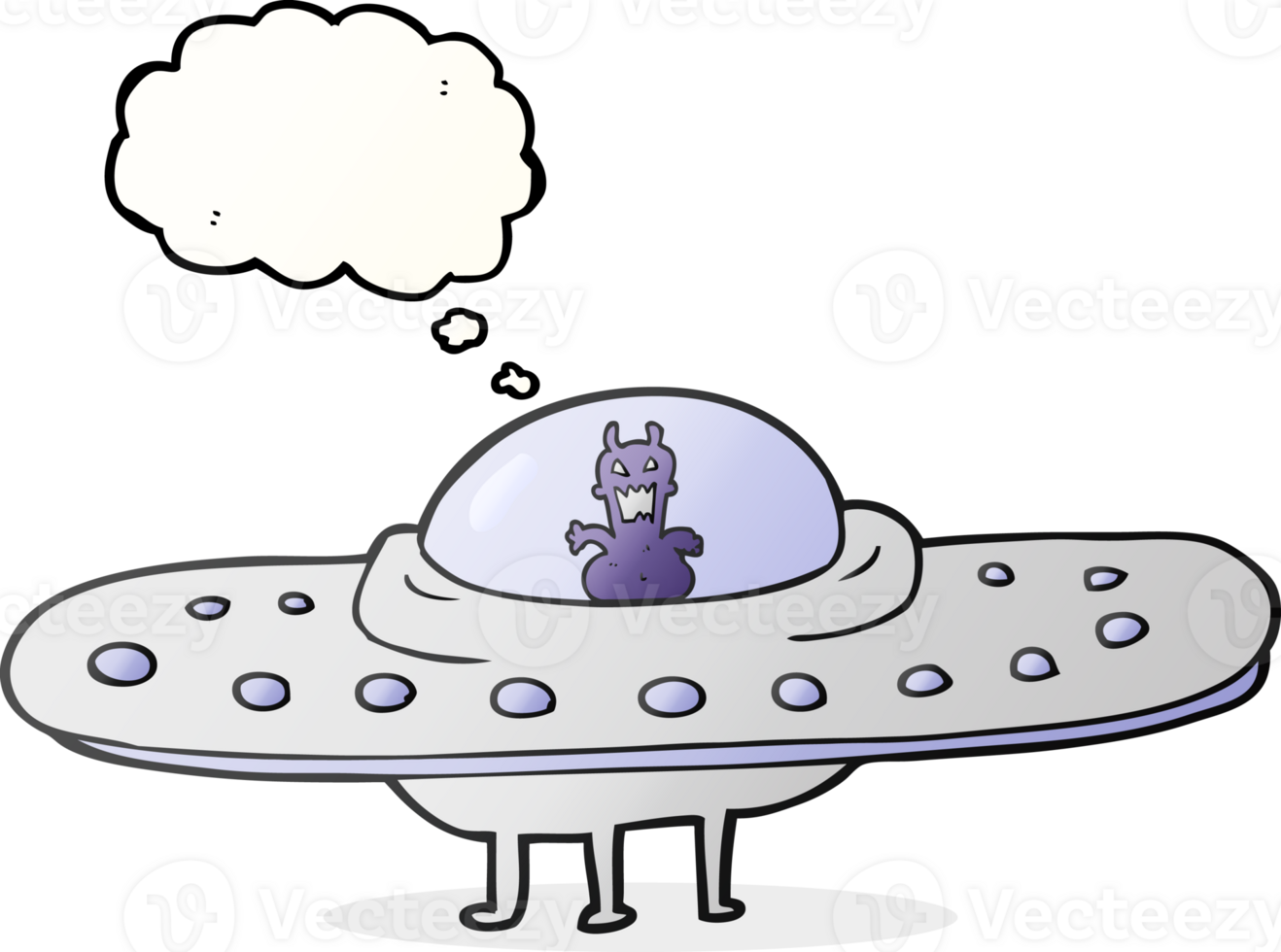hand drawn thought bubble cartoon flying saucer png