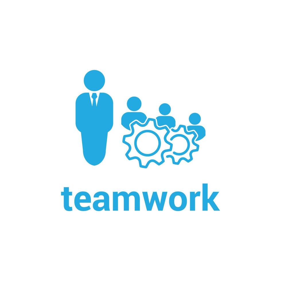 vector illustration of flat design of work team symbol of employee and gear.