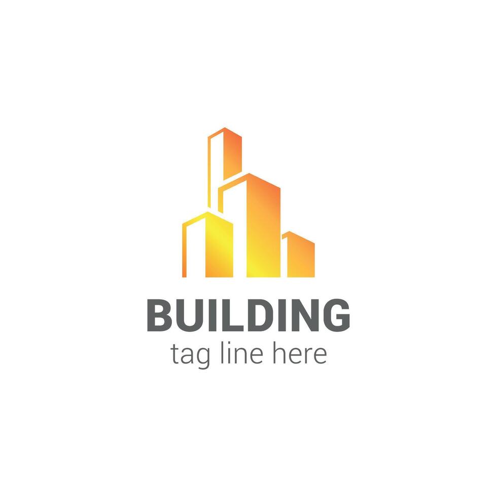 vector logo design concept for building construction in gold color.