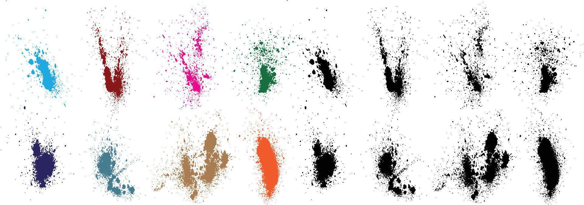 set of different seamless wheat, orange, red, black, green, purple color blood vector grunge brush stroke