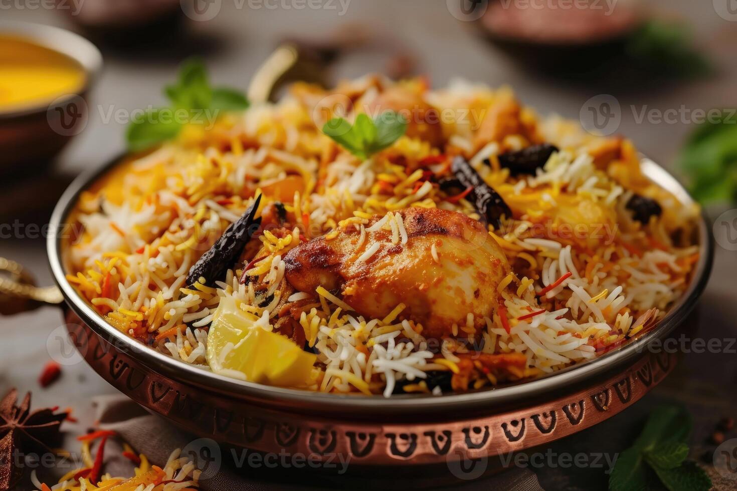 AI generated Royal Feast, Master the Art of Chicken Biryani at Home. generative ai photo