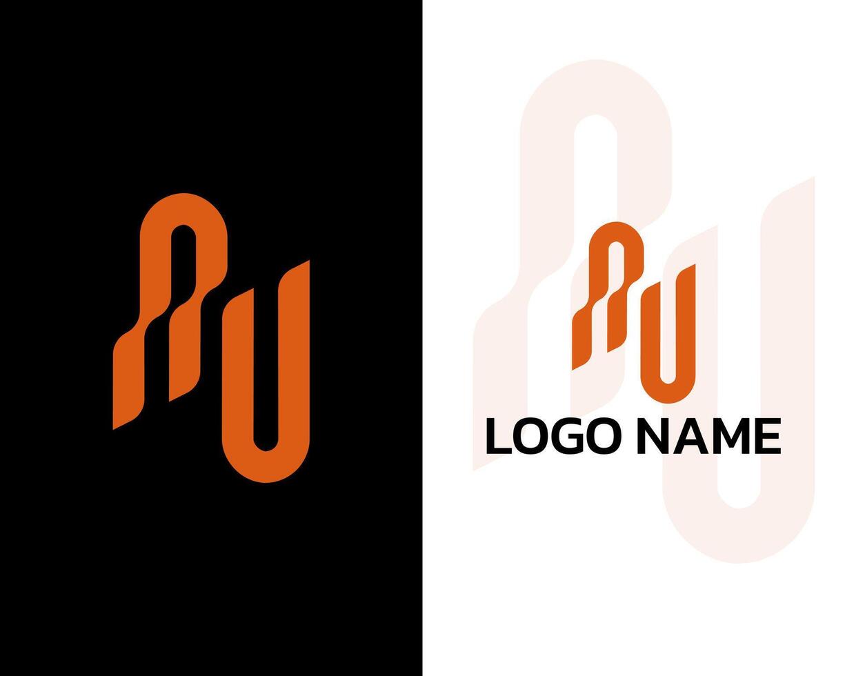 Abstract MU technology logo design vector template