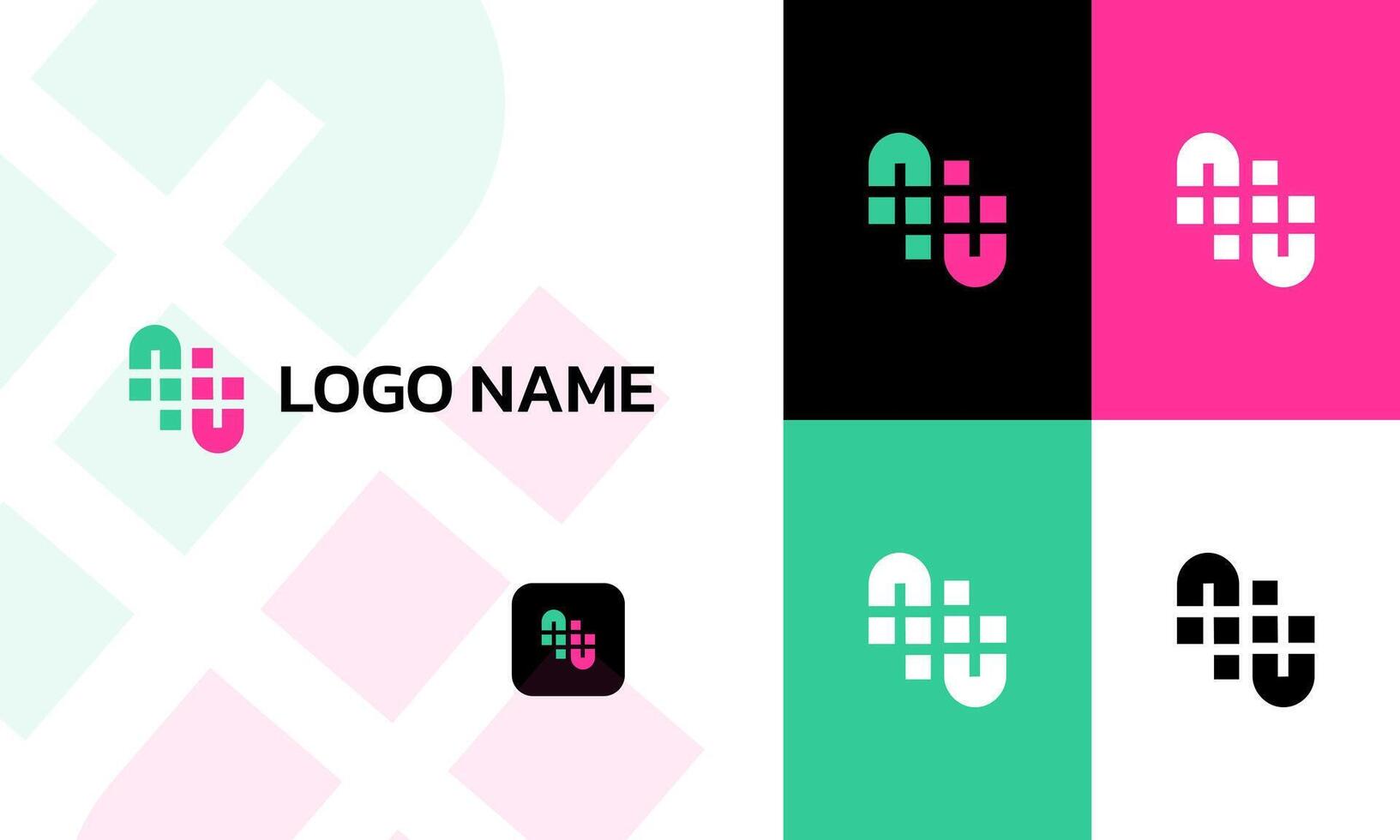 Abstract Company UN icon logo design template for branding vector