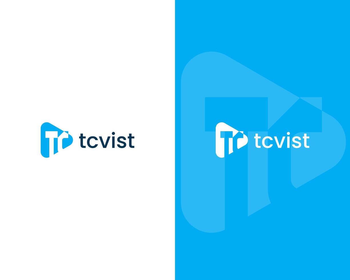 Abstract TC logo design, TC player icon logo design vector