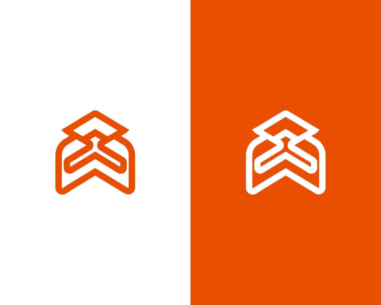Modern M Arrow combination line logo design template vector