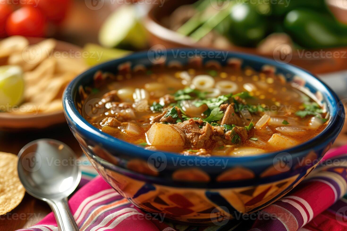 AI generated Soup with a Twist, Discover the Bold and Spicy Delights of Pozole. generative ai photo