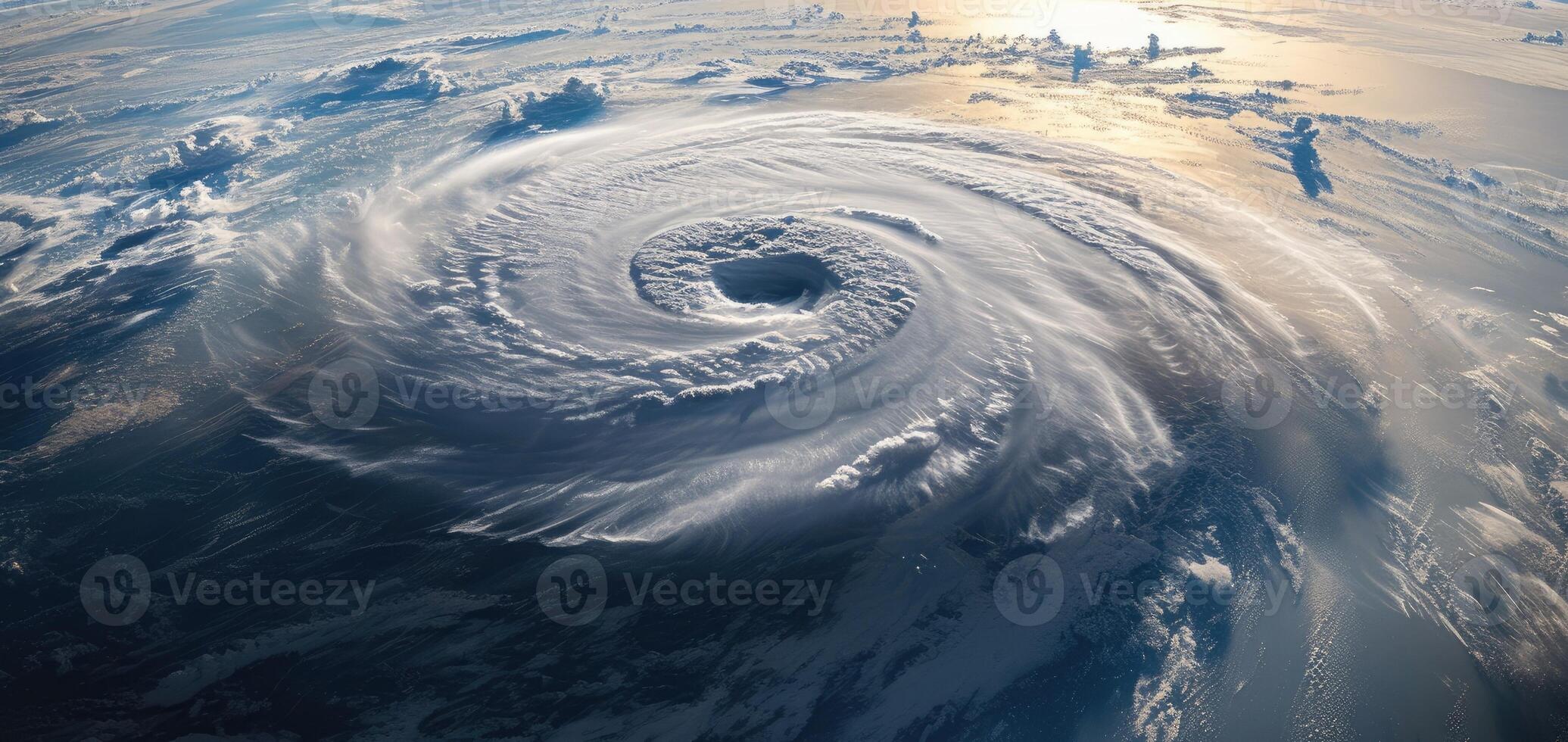 AI generated Hurricane Approaching the American Continent Visible Above the Earth , a View from The Satellite photo