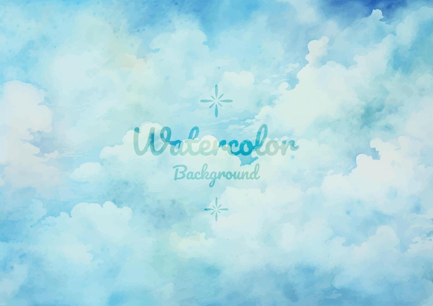 Dreamy Blue Clouds Watercolor EPS Scene vector