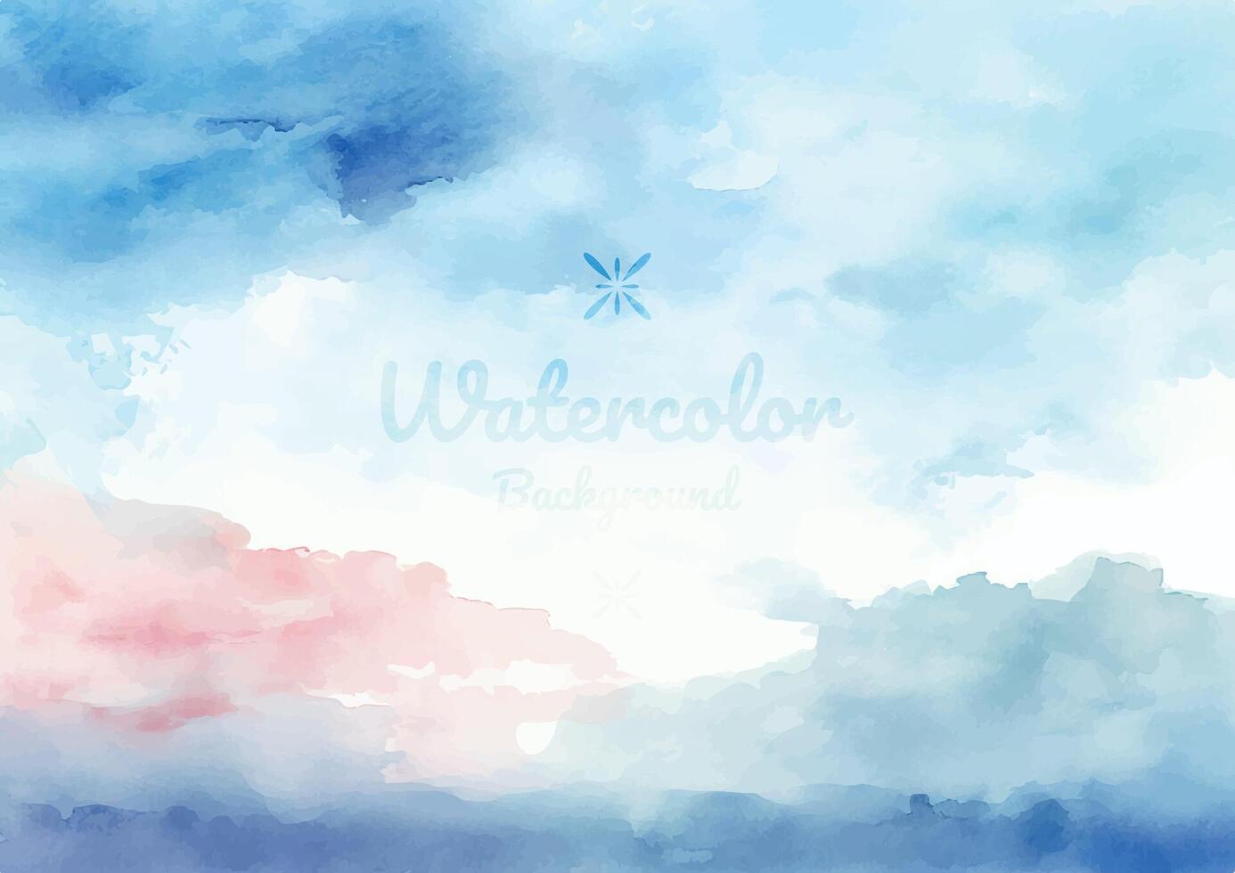 Tranquil Blue Watercolor Painting in the Sky vector