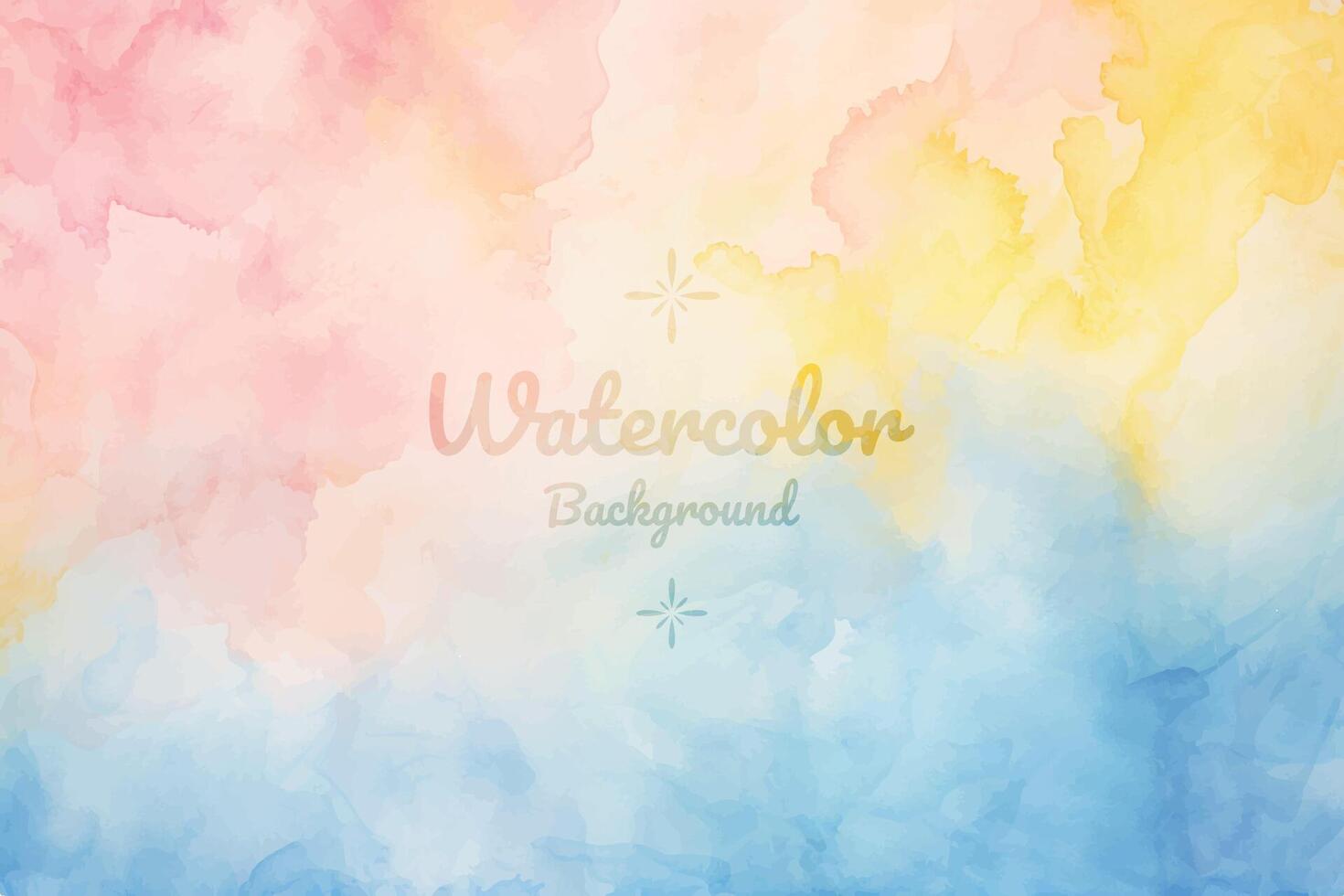 Dreamy Blue Yellow and Soft Pink Watercolor Background vector