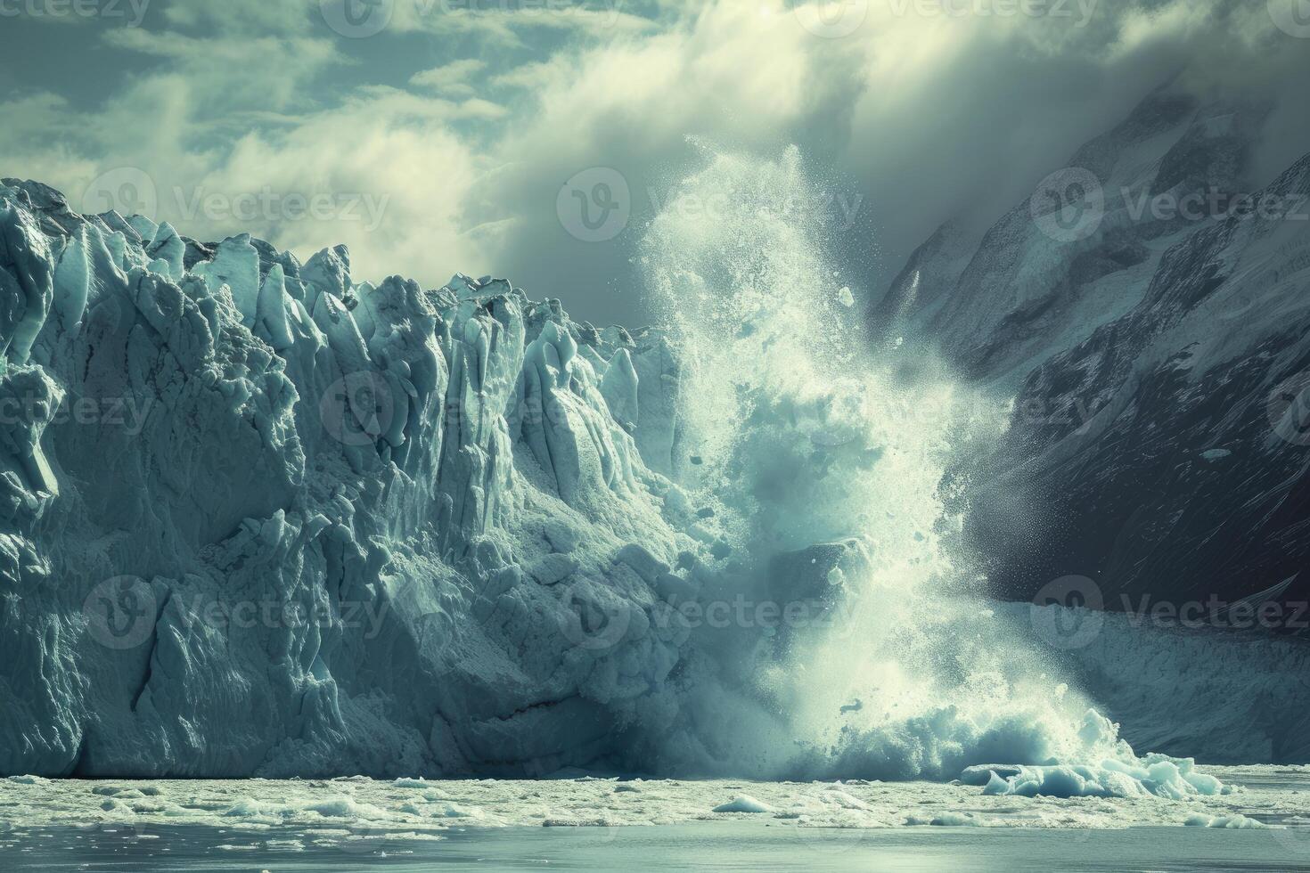 AI generated Glacier Collapse background photo