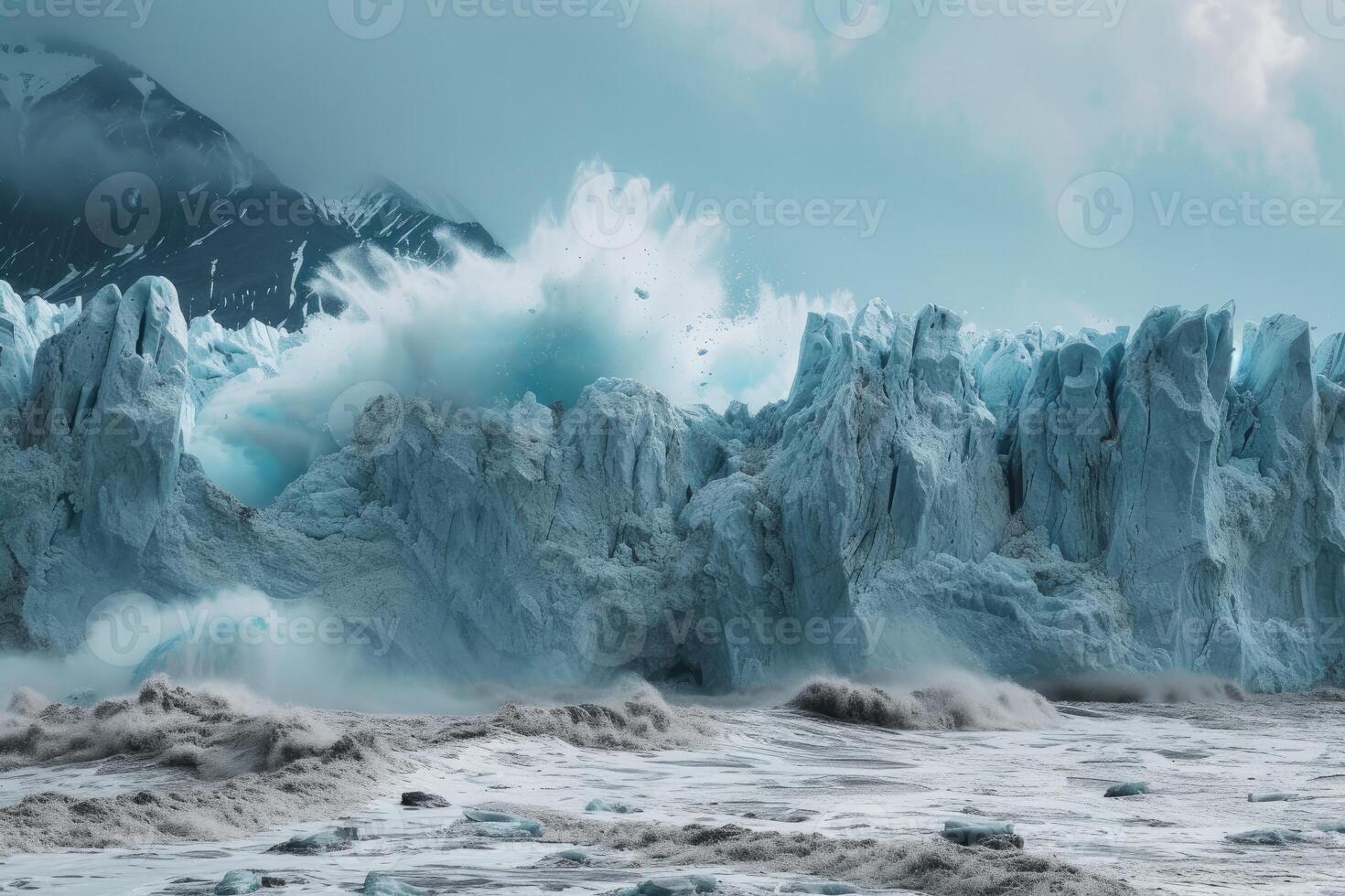 AI generated Glacier Collapse background photo