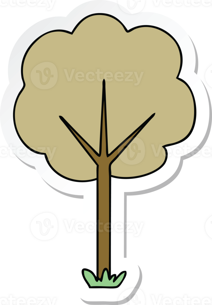 sticker of a quirky hand drawn cartoon tree png