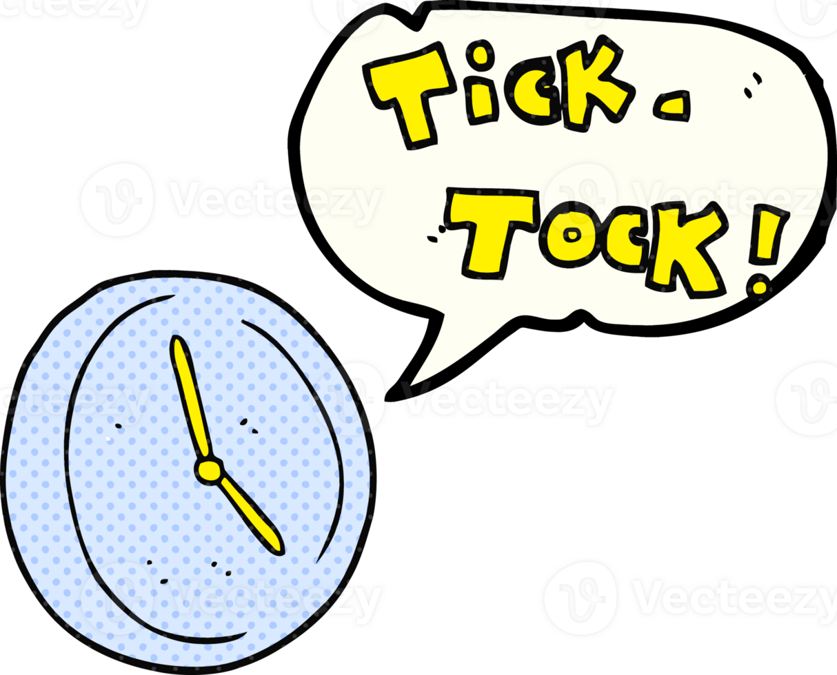 hand drawn comic book speech bubble cartoon ticking clock png