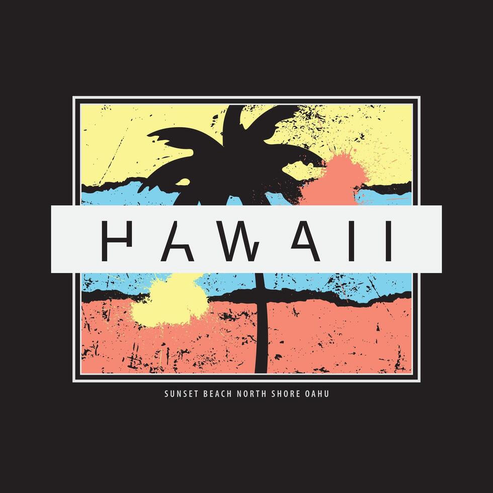 Hawai playa vector ilustración y tipografía, Perfecto para camisetas, sudaderas con capucha, huellas dactilares etc.