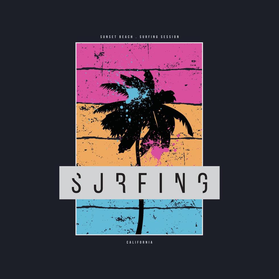 California surfing vector illustration and typography, perfect for t-shirts, hoodies, prints etc.