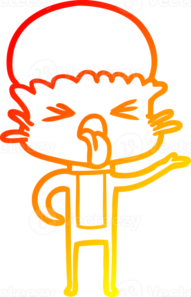 warm gradient line drawing of a disgusted cartoon alien png