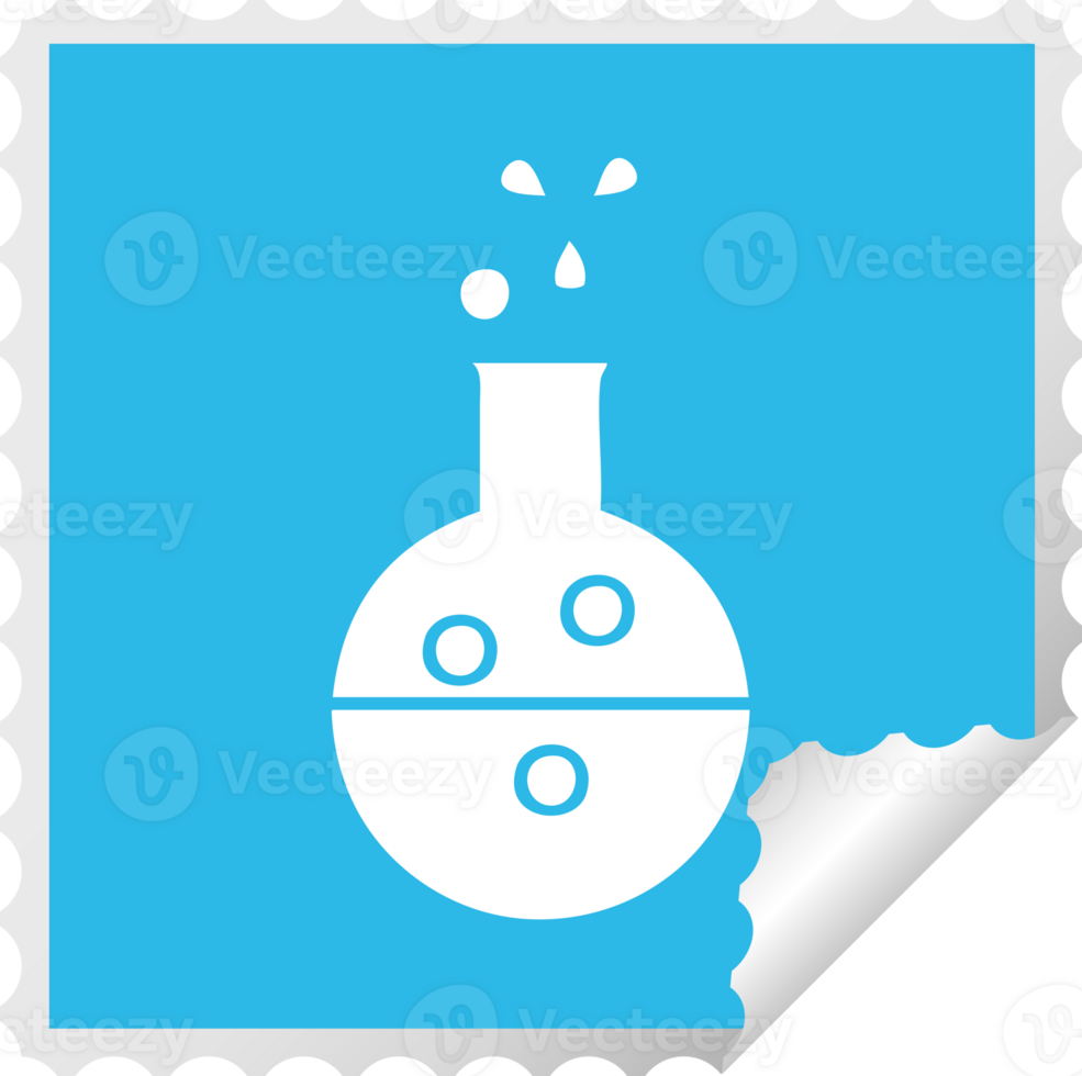 square peeling sticker cartoon of a chemistry tube png