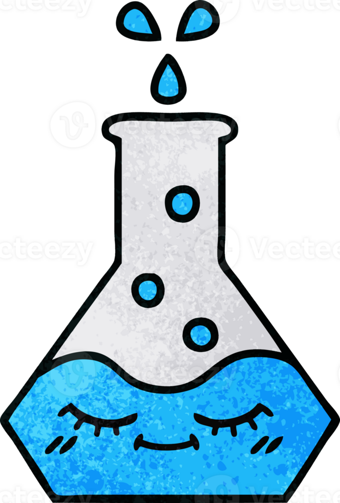 retro grunge texture cartoon of a science beaker png