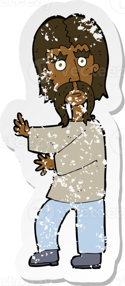 retro distressed sticker of a cartoon mustache man png