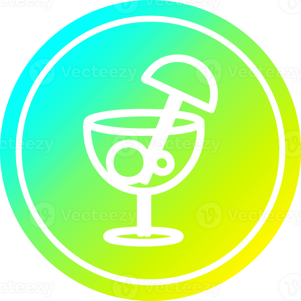 cocktail with umbrella circular icon with cool gradient finish png